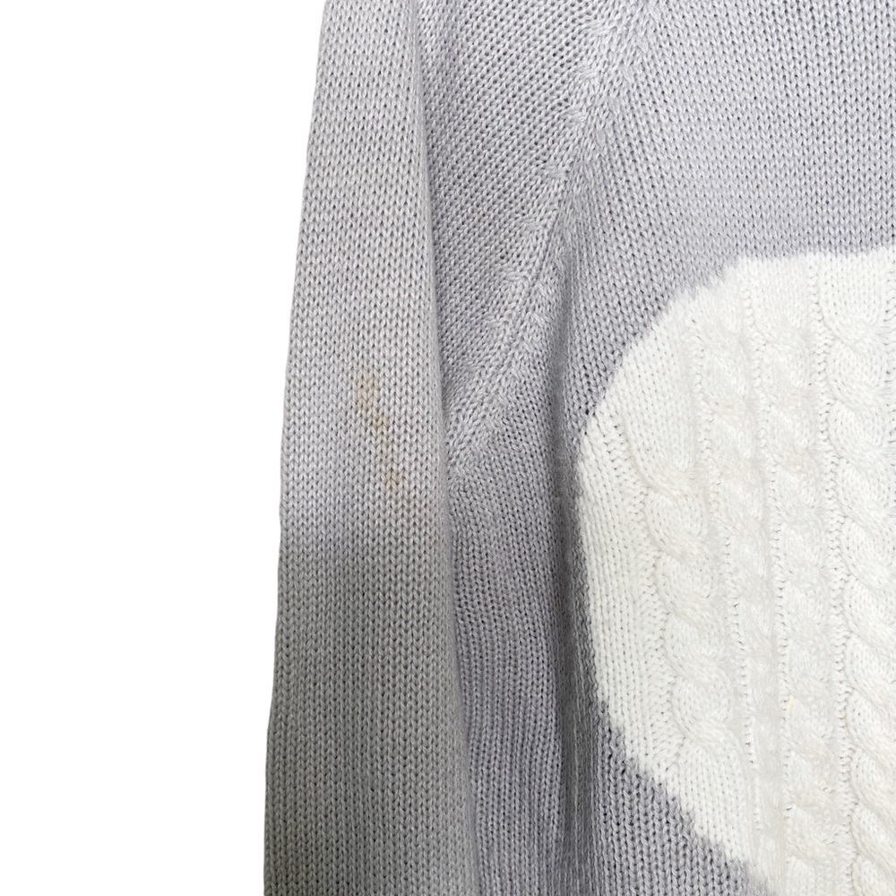 Light Gray Knitted Sweater Heart Design Women’s Medium - Picture 5 of 5